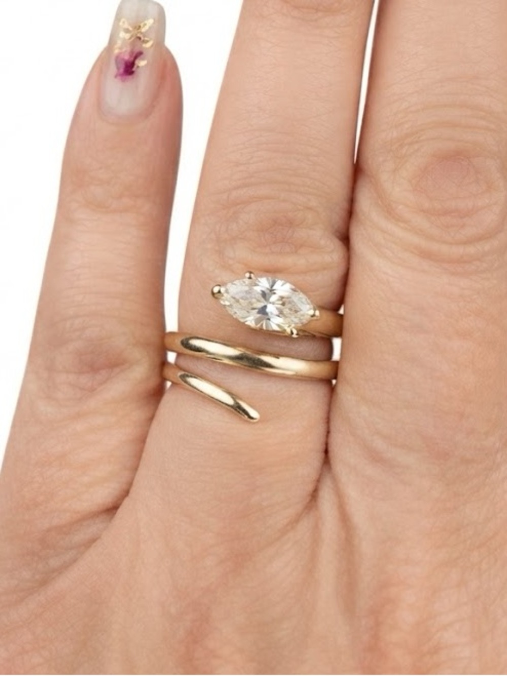 NWT 1.00 CT Moissanite Gold Filled Spiral Ring - Size 8